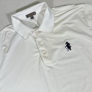 Peter Millar Summer Comfort Mens XL White Short Sleeve Golf Polo Shirt Hogs Head